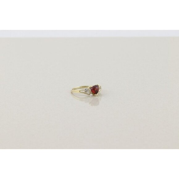 10k Yellow Gold Natural Garnet & Diamond Ring Size 7 1/4 - Picture 3 of 7